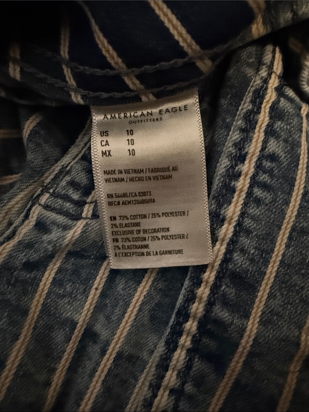 American Eagle Striped Cotton Blend Denim Shorts - Picture 2 of 4